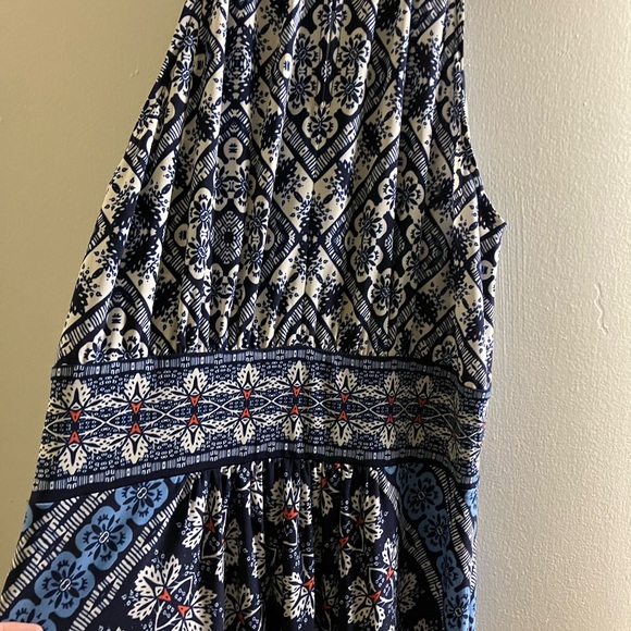 London Style Collection Blue and White Halter Dress size 14 NWT Maxi Length - Picture 7 of 10